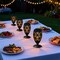 8.75"H Set of 4 Black Metal Cutout Geometric Pattern Solar Powered Outdoor Lantern with LED Light
